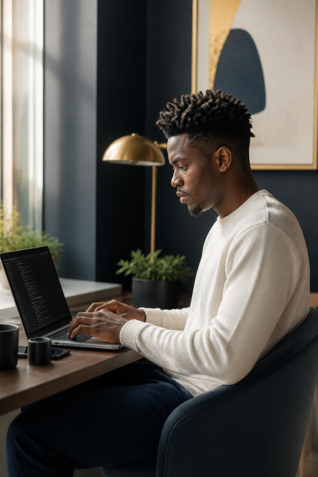 Emerging software developer working on a digital product