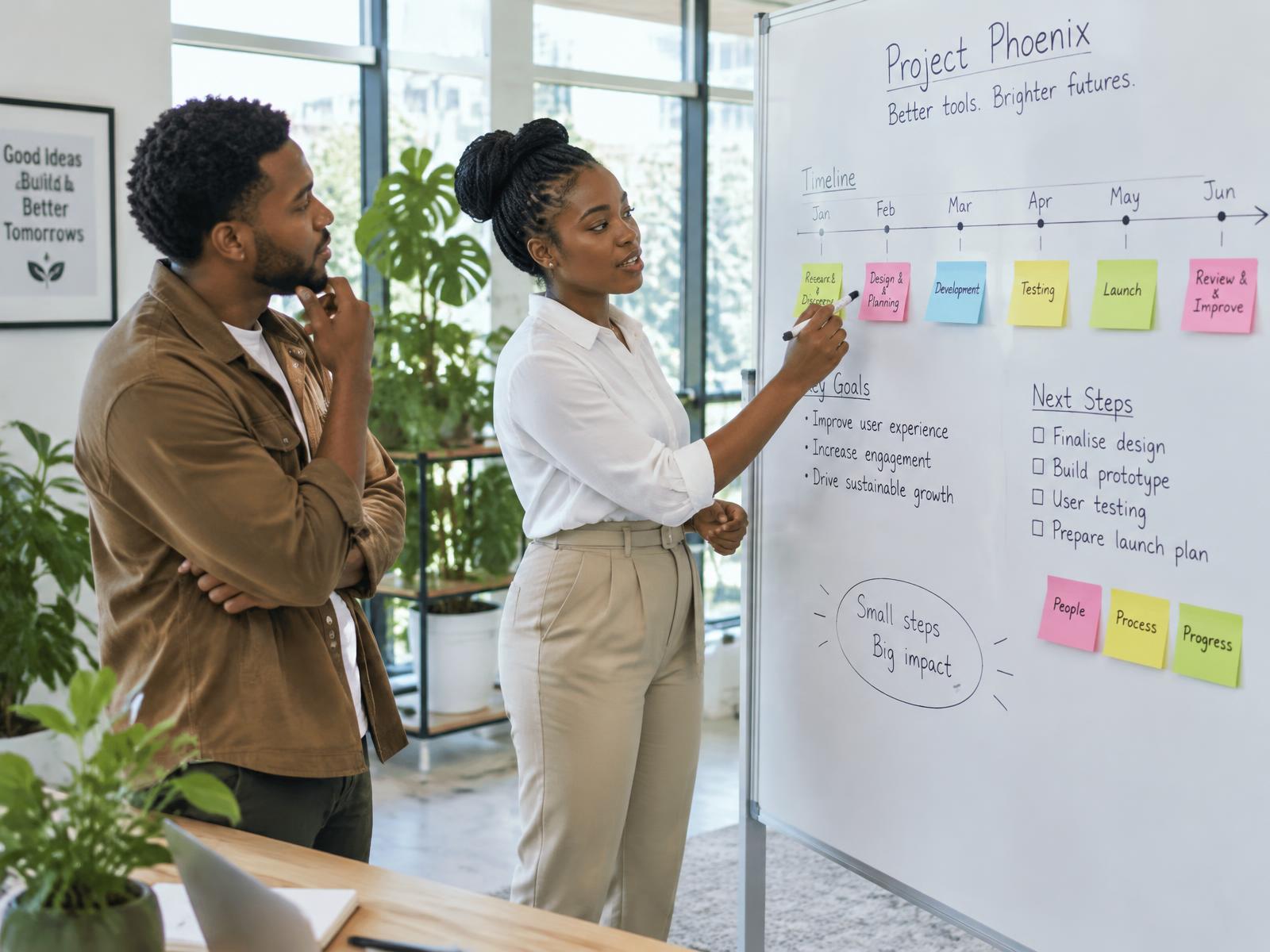 Young South African project coordinator facilitating a planning session