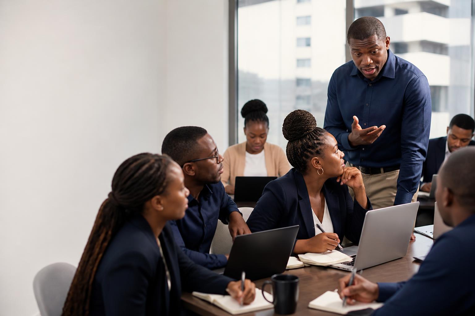 African professionals participating in workplace learning